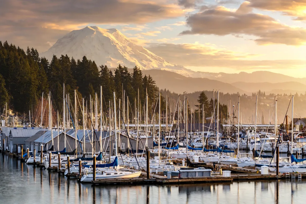 Boats moored at the Bellingham waterfront in the northern part of the 360 area code