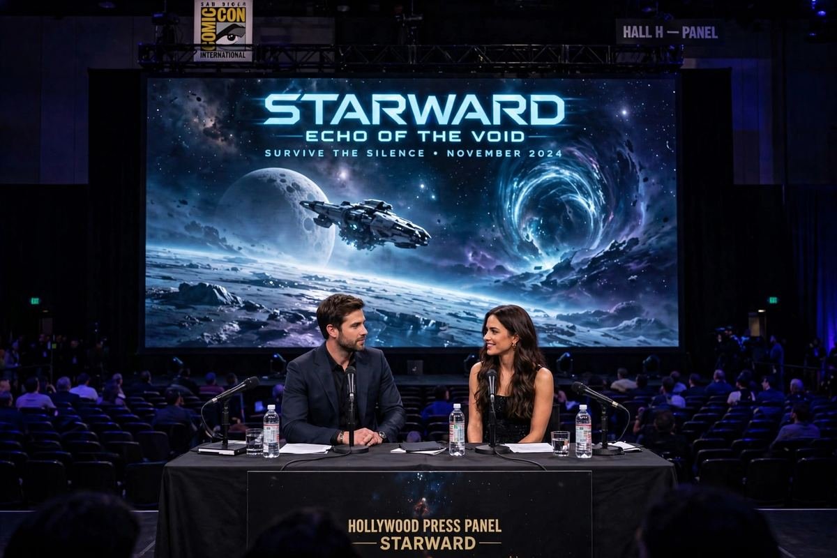 Joel Edgerton and a co-star answering questions on stage at a press panel.