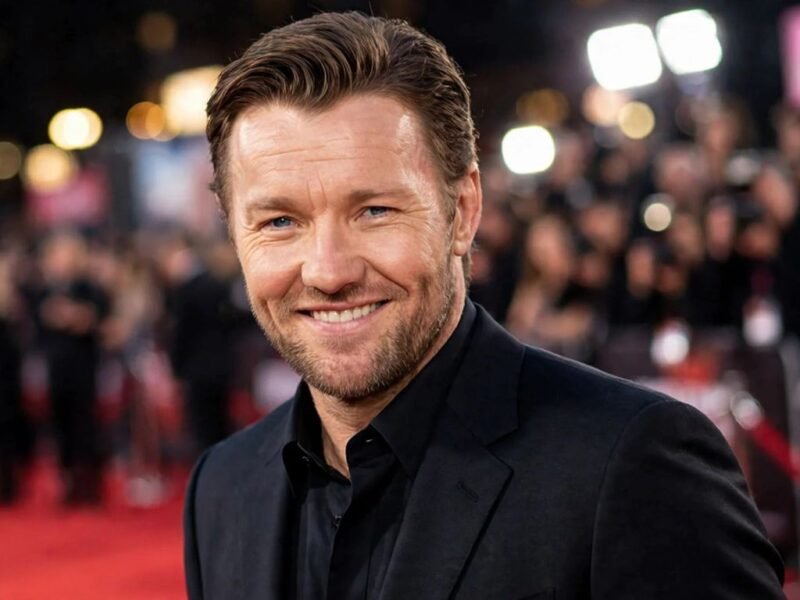 Joel Edgerton smiling on the red carpet at a movie premiere.