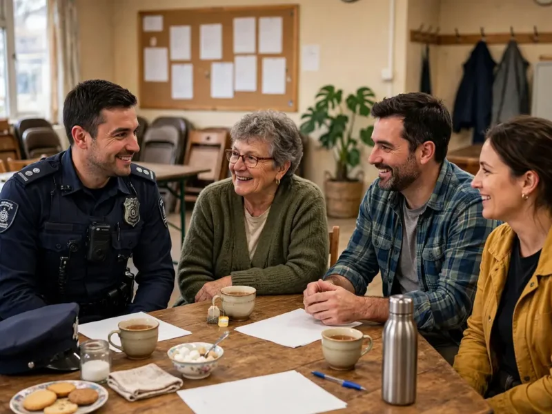 Neighbours and local officers discussing community priorities at a neighbourhood action group meeting.