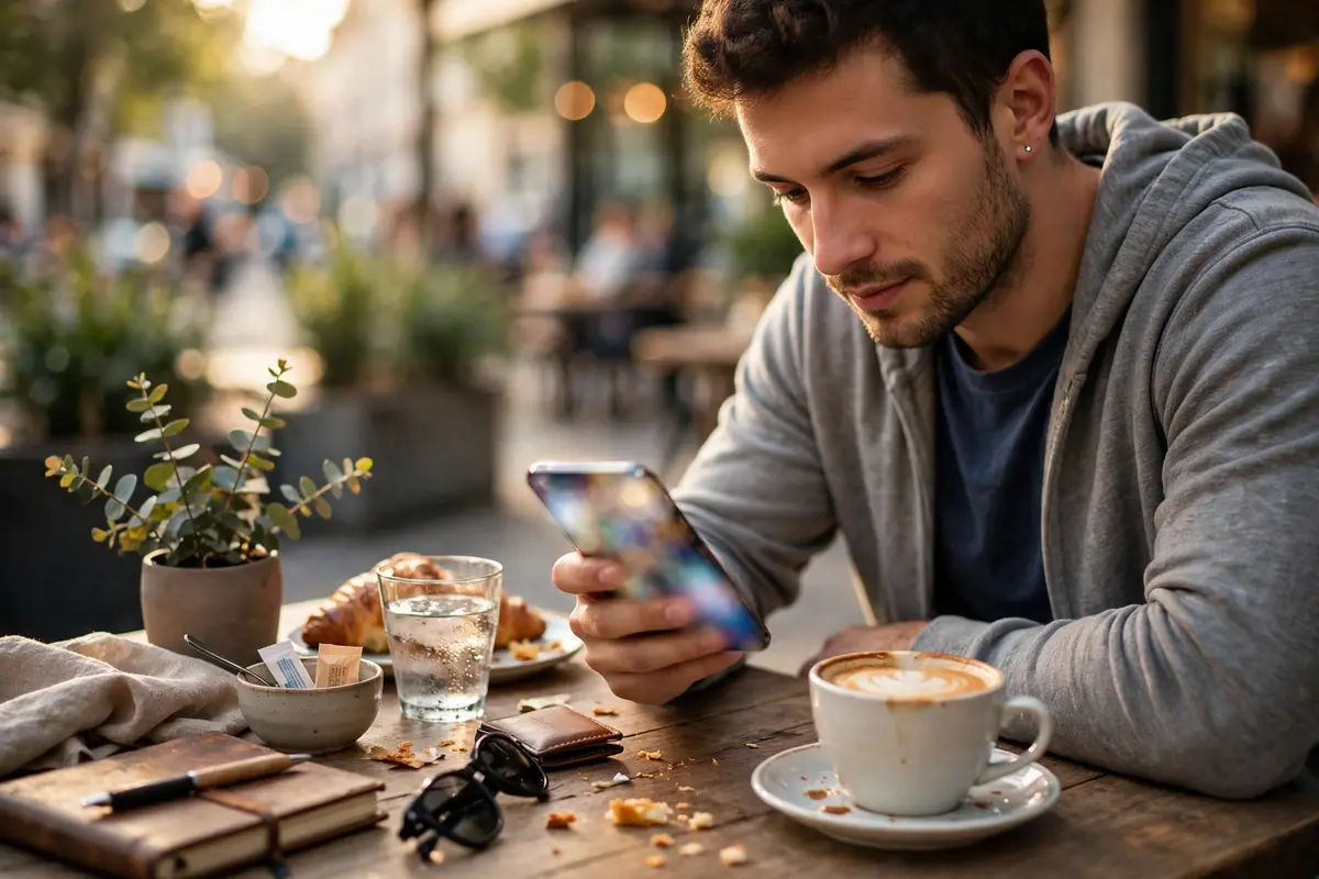 Someone reading a short practical guide on a phone during a break.